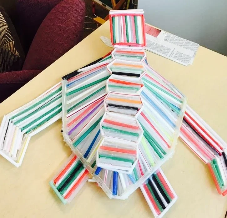 Student Creates Sculpture from Found Plastic Straws 
