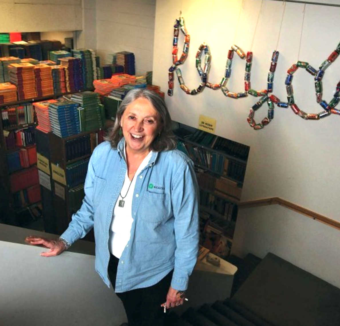  Kay McKeen with books from the Book Rescue&nbsp; 