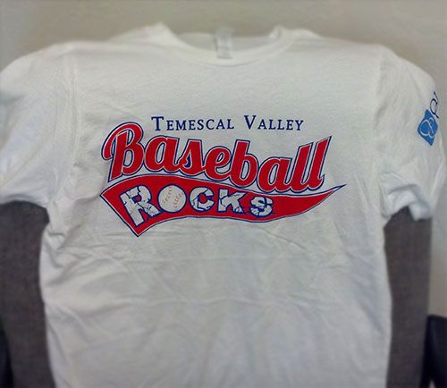 Temescal Valley Baseball Rocks t-shirt.