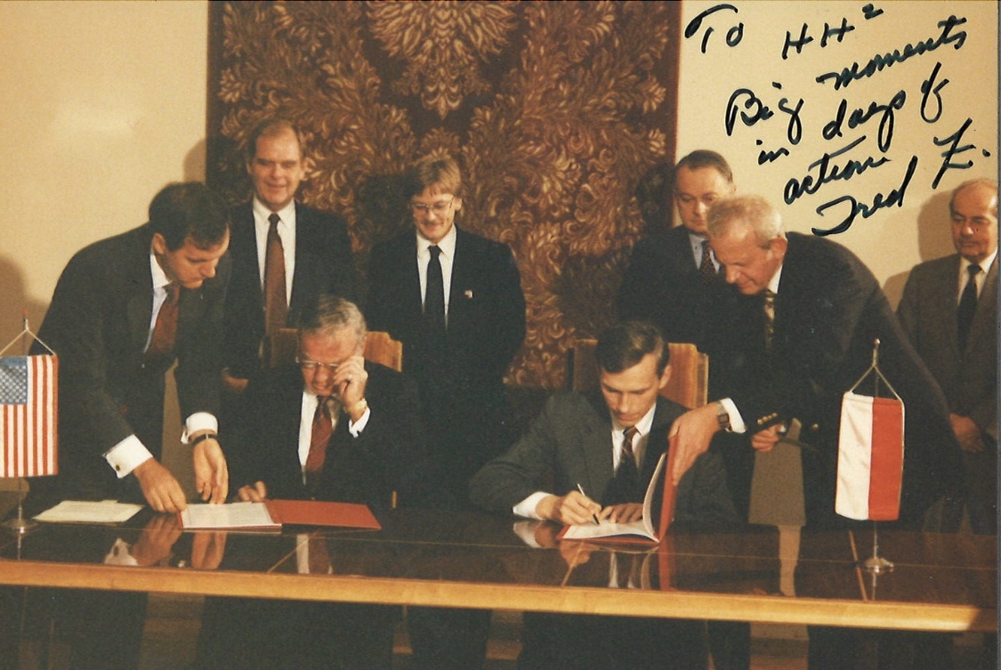 Treaty signing with Polish leaders