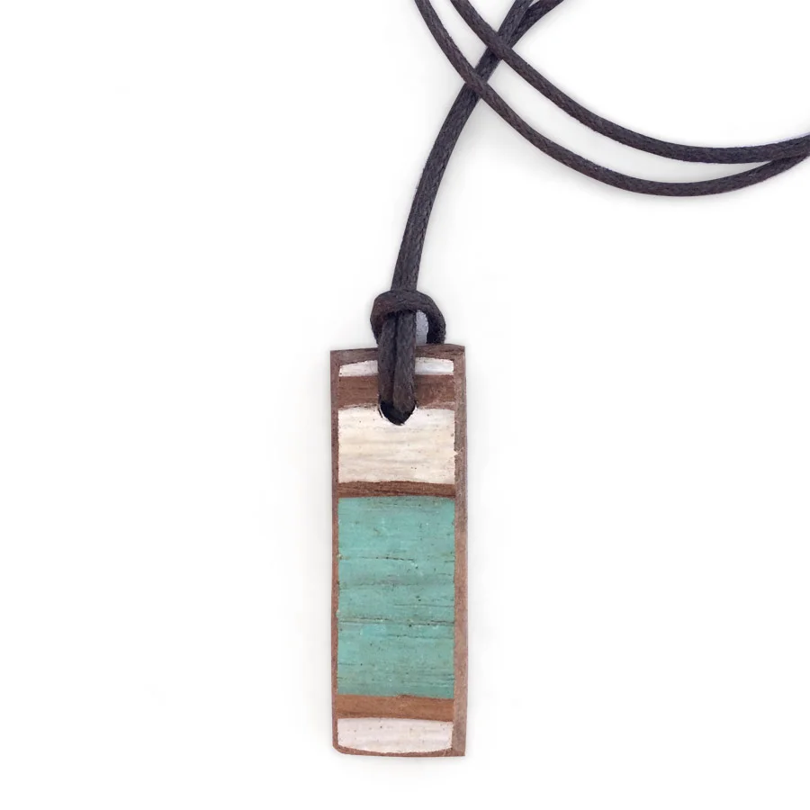 Hand-painted beachy walnut necklace