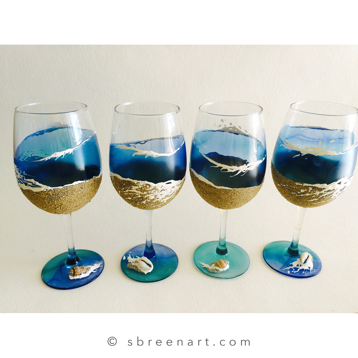 Hand-painted wine glass set