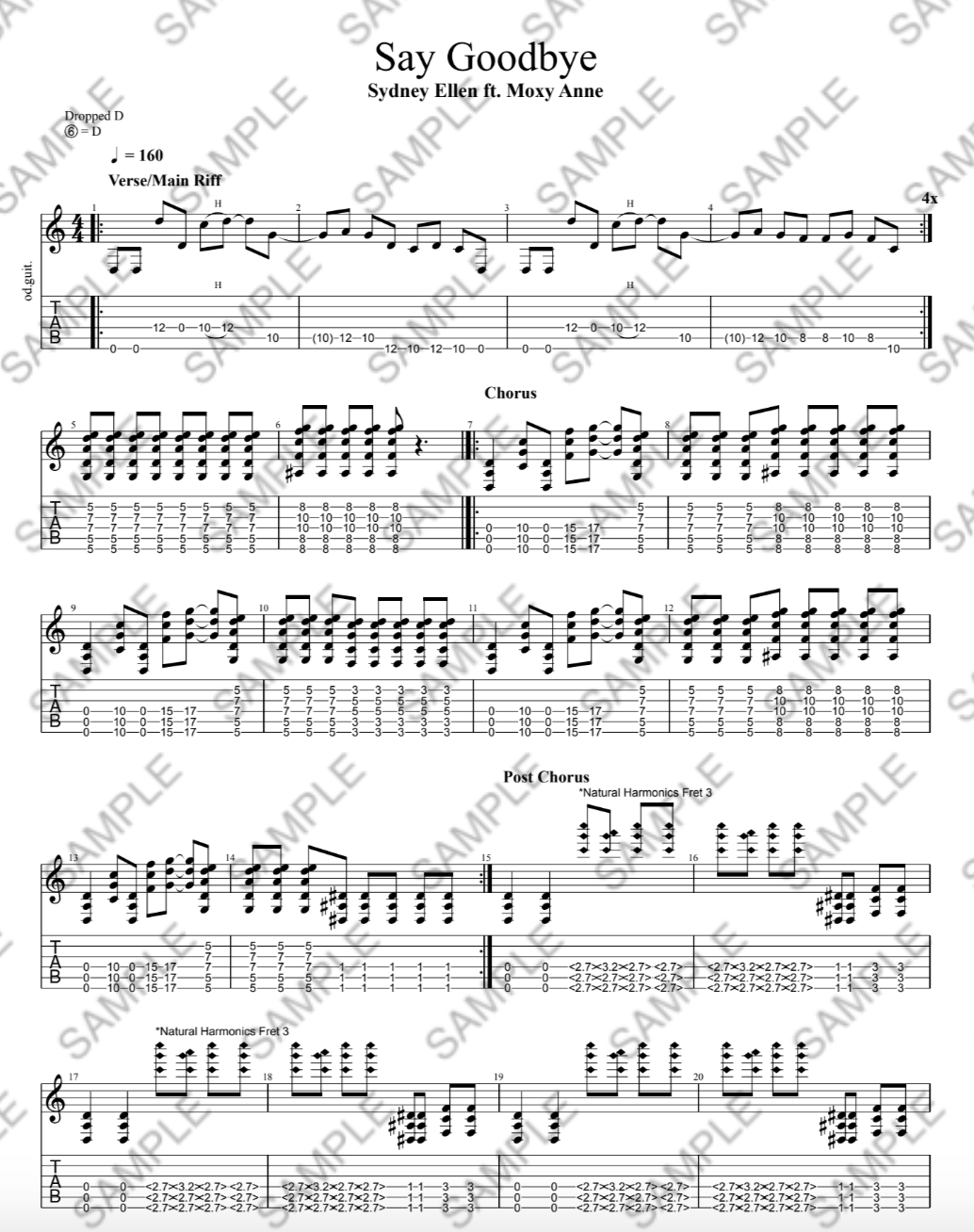 'Say Goodbye' - Guitar TAB Digital Download