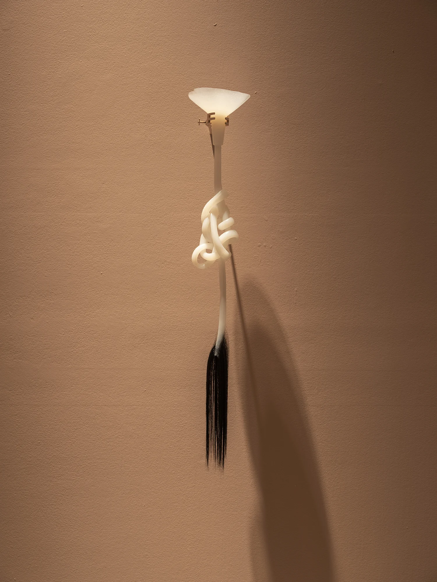 Tail 2 , 2017 Silicone, synthetic hair, hardware 47” x 4” Photo: Mark Kasumovic