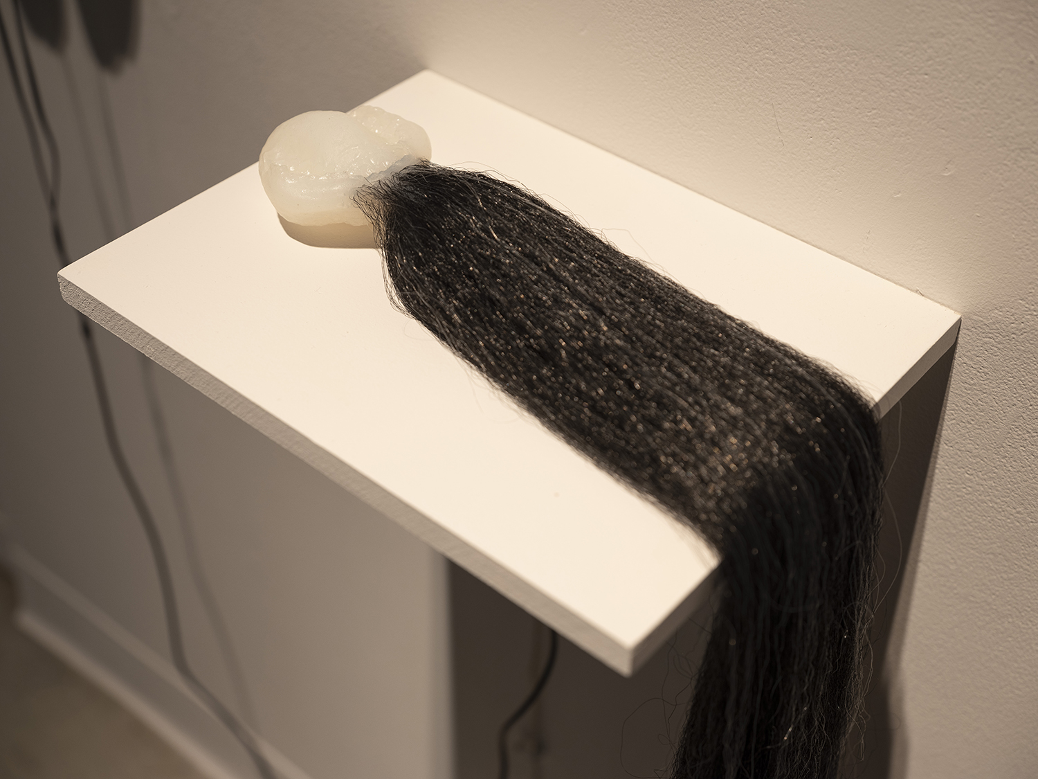   Plug  (detail), 2018 Silicone, synthetic hair, audio Photo: Mark Kasumovic 