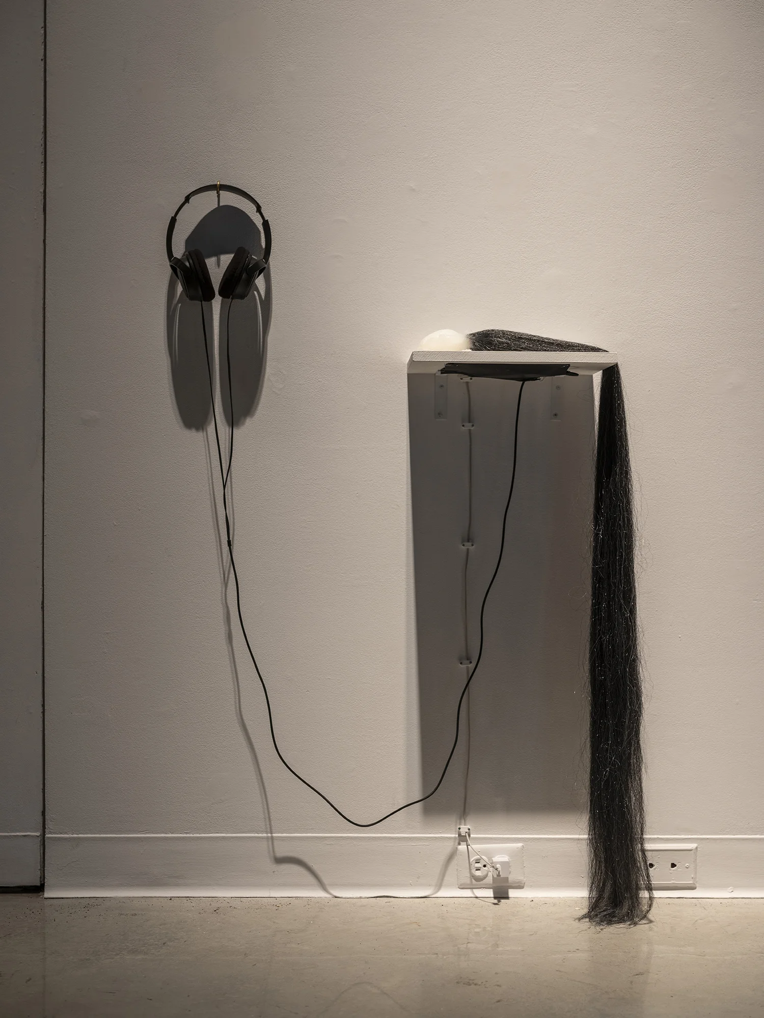 Plug, 2018 Silicone, synthetic hair, audio and where is the body?, 2018 ArtLab, Western University. London, ON Photo: Mark Kasumovic