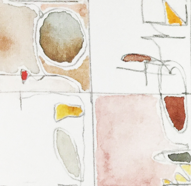 Exercise in enlargement of continuous handwriting for small abstract paintings, Marilyn Fischer