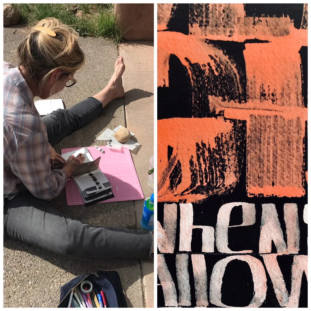 Summer Rodman working in the courtyard of our classroom (left) Summer's book cover (right)
