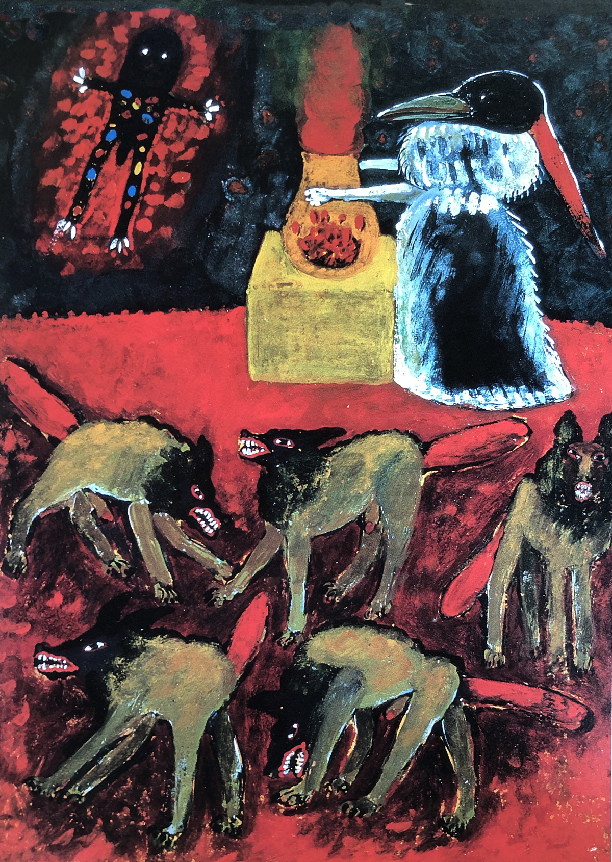 Crow Mother Calls in the Little Fire God, painting by Meinrad Craighead