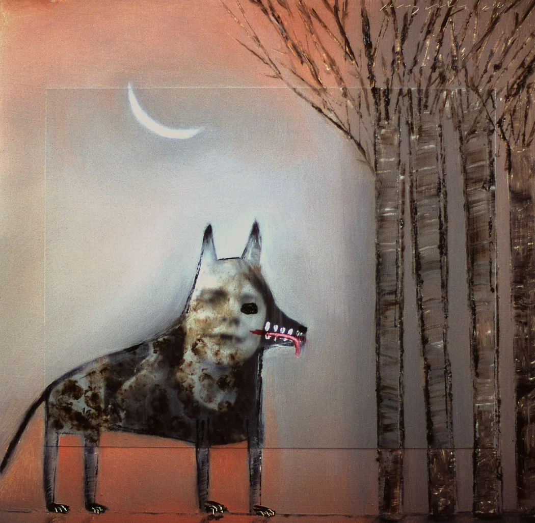 Wolf with Forest, painting by Holly Roberts