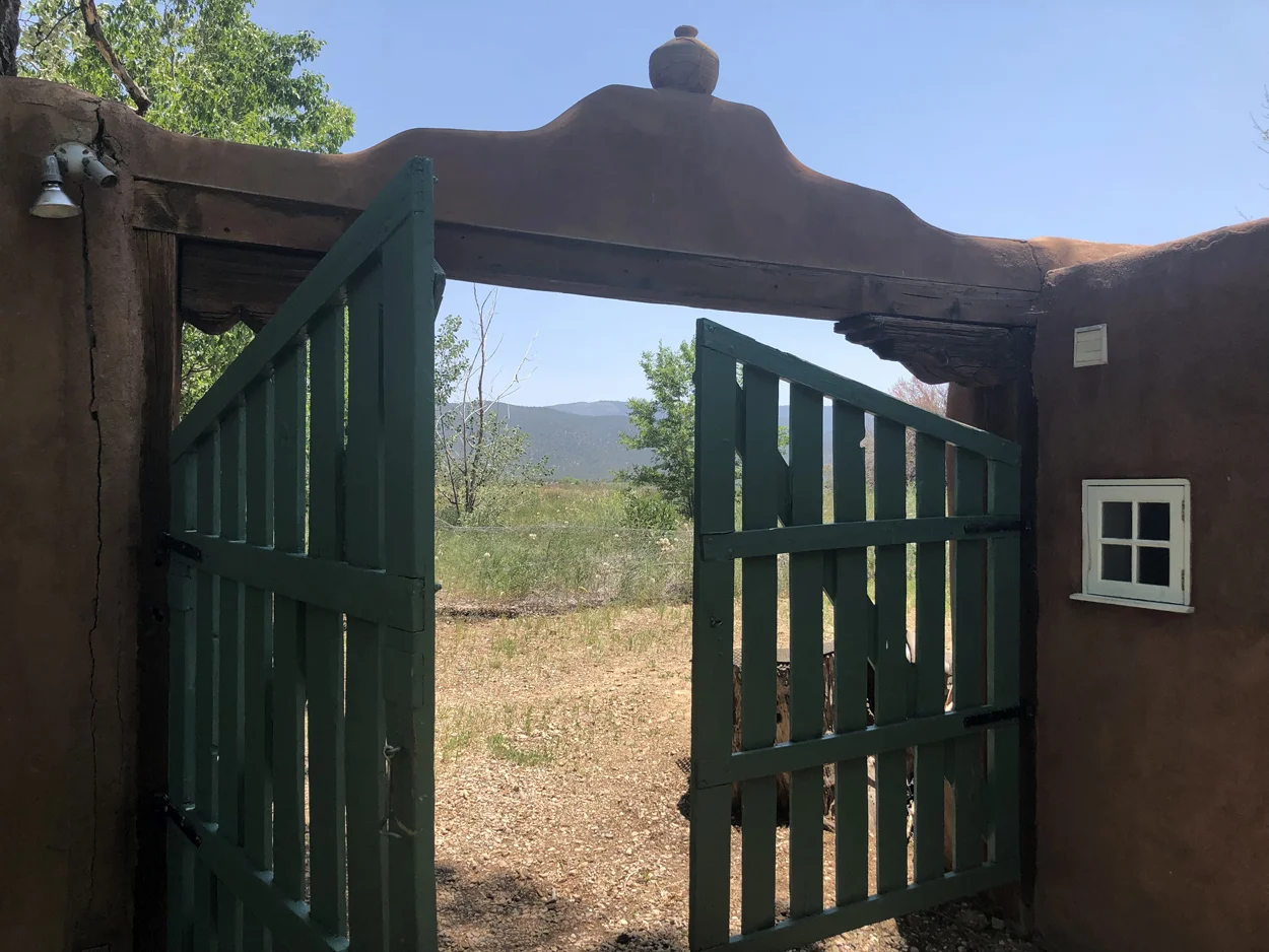 The gate by the kitchen at Mabel Dodge Luhan Retreat