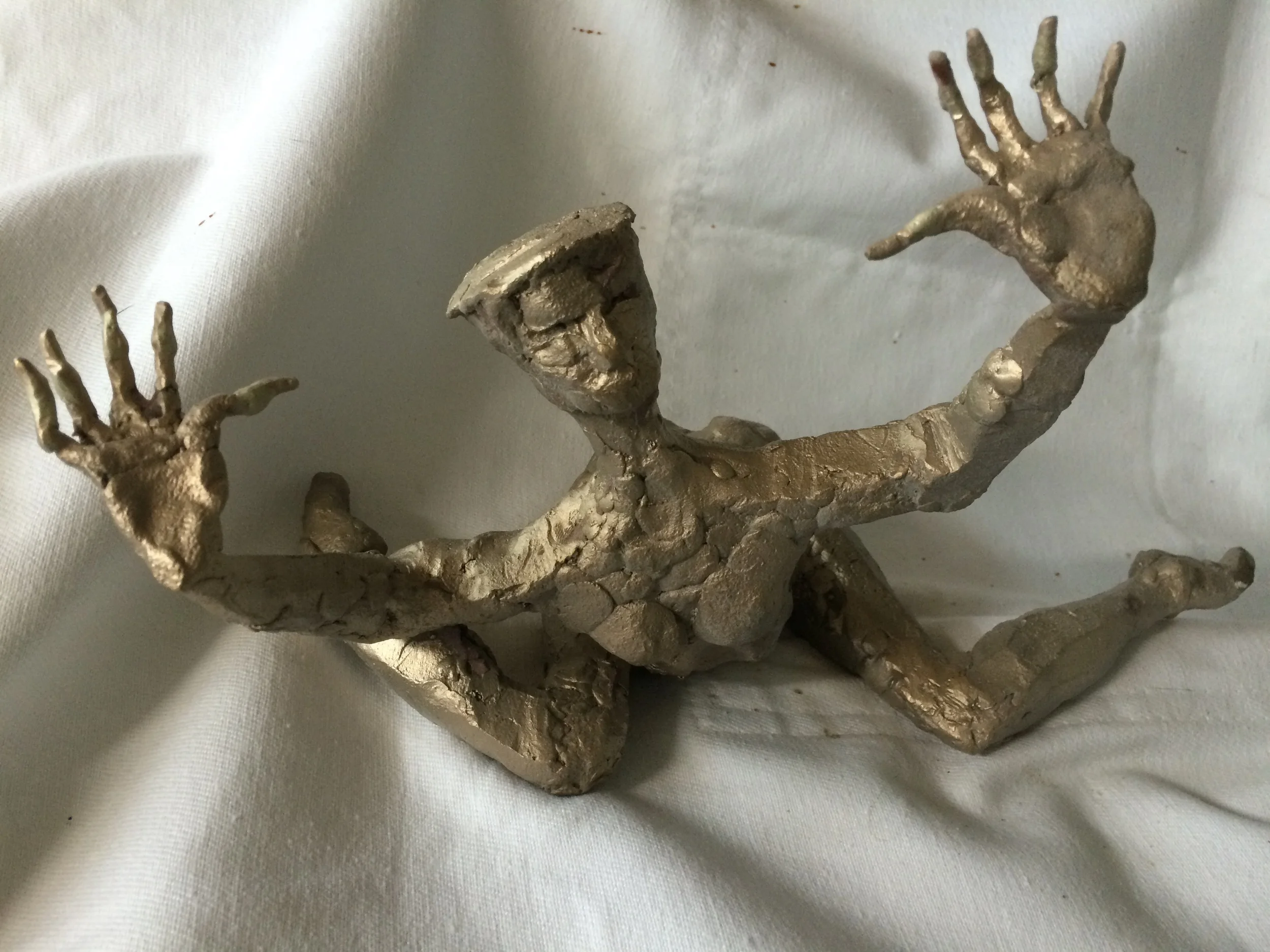 Here she has been sand blasted and is ready for her patina.