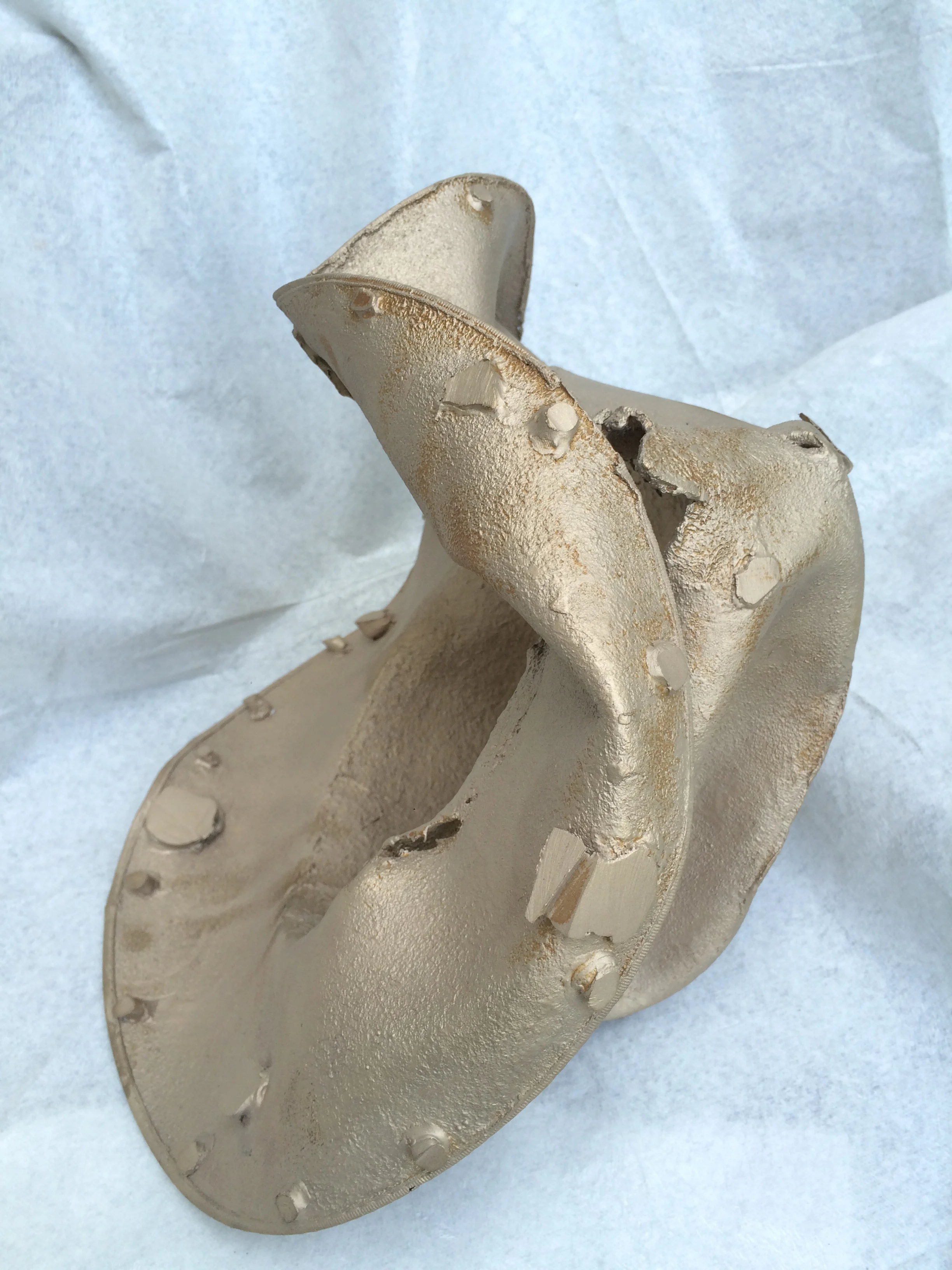 Part of my series of bronze hat series "gust". where it is in the series I will not know until I finish. 
