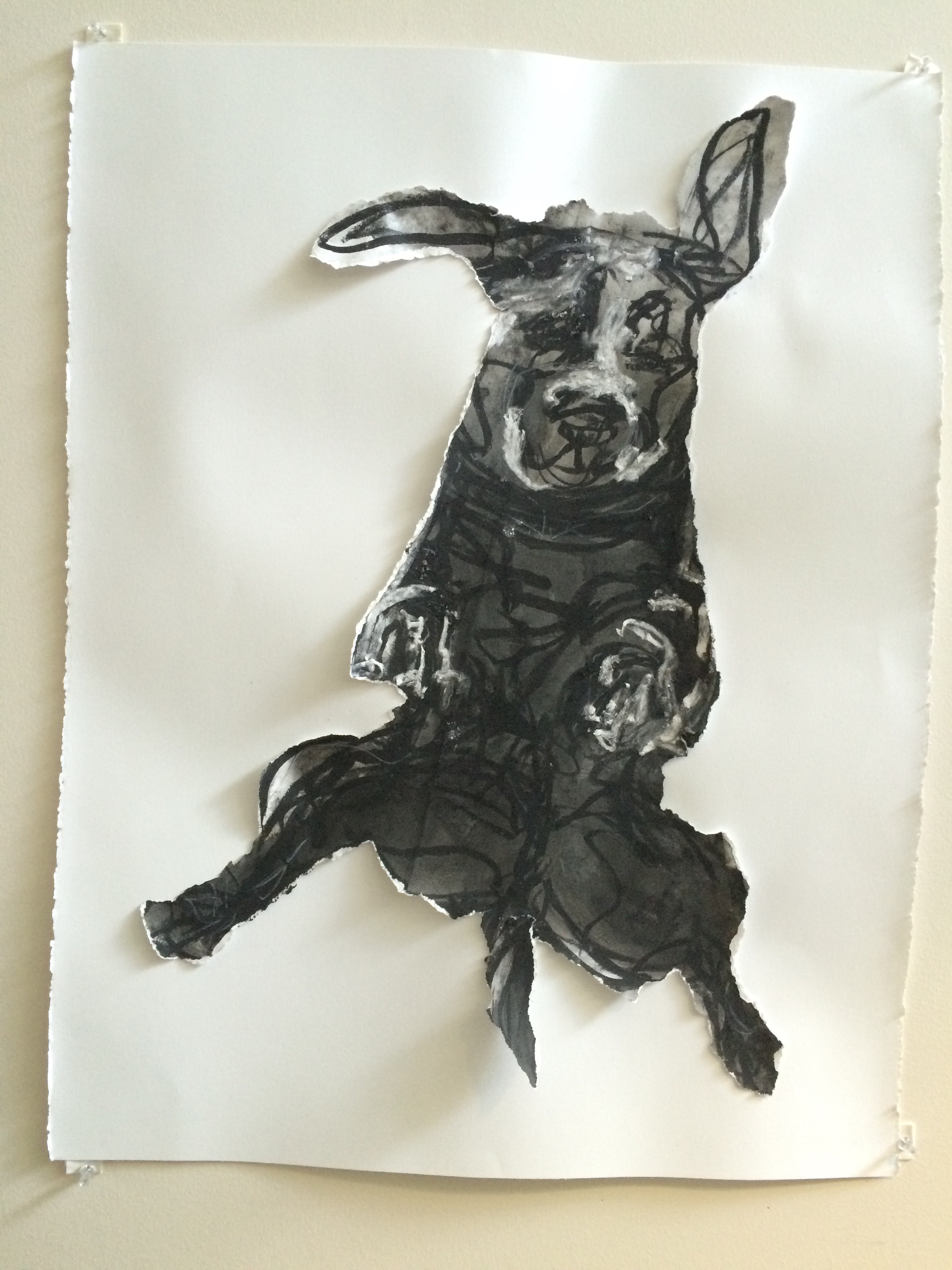 "Jump" 30"X 22" ink, charcoal collage