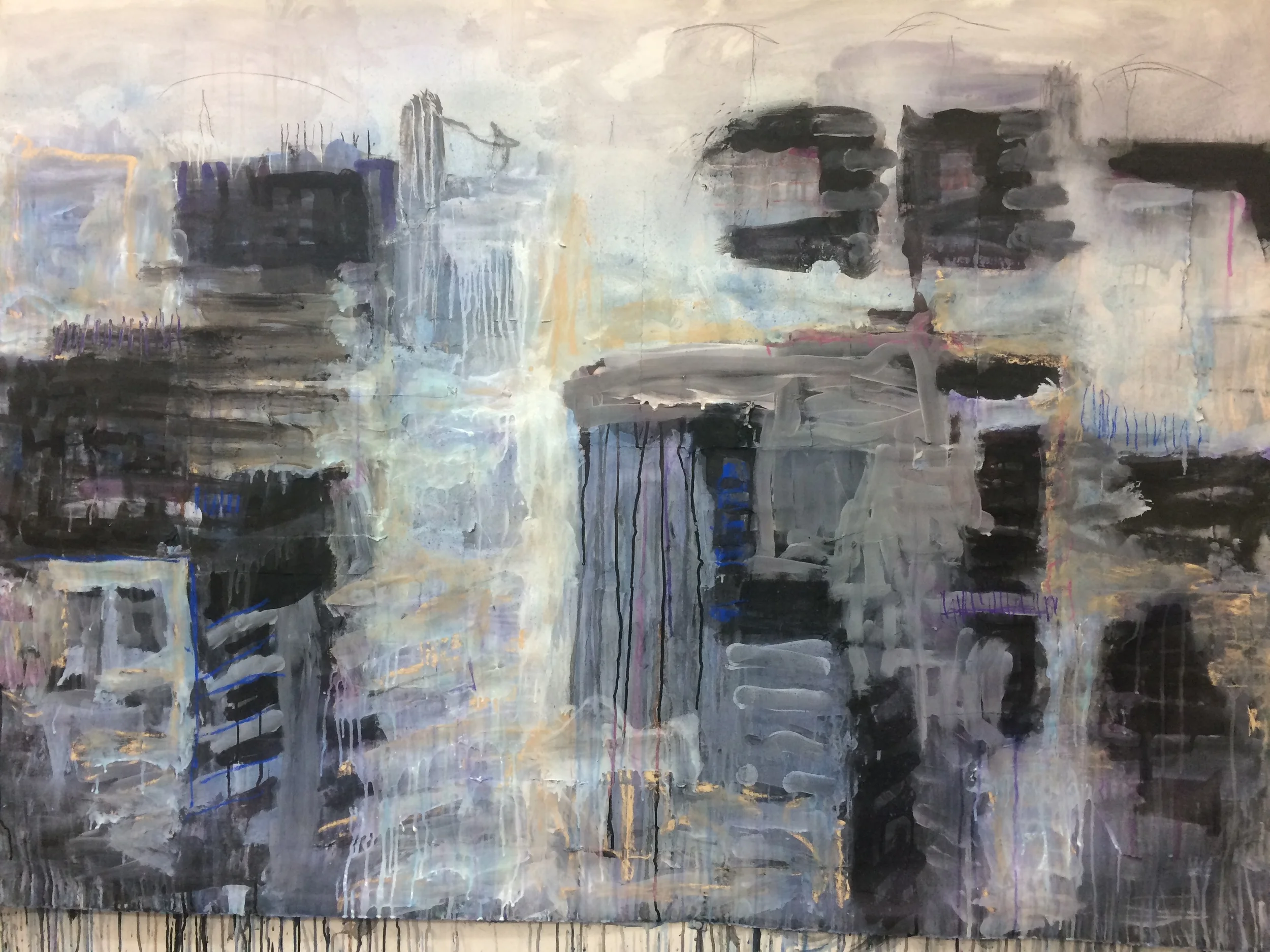 Adding more charcoal chunk and then more gesso, more black ink, more charcoal powder and more gesso. 