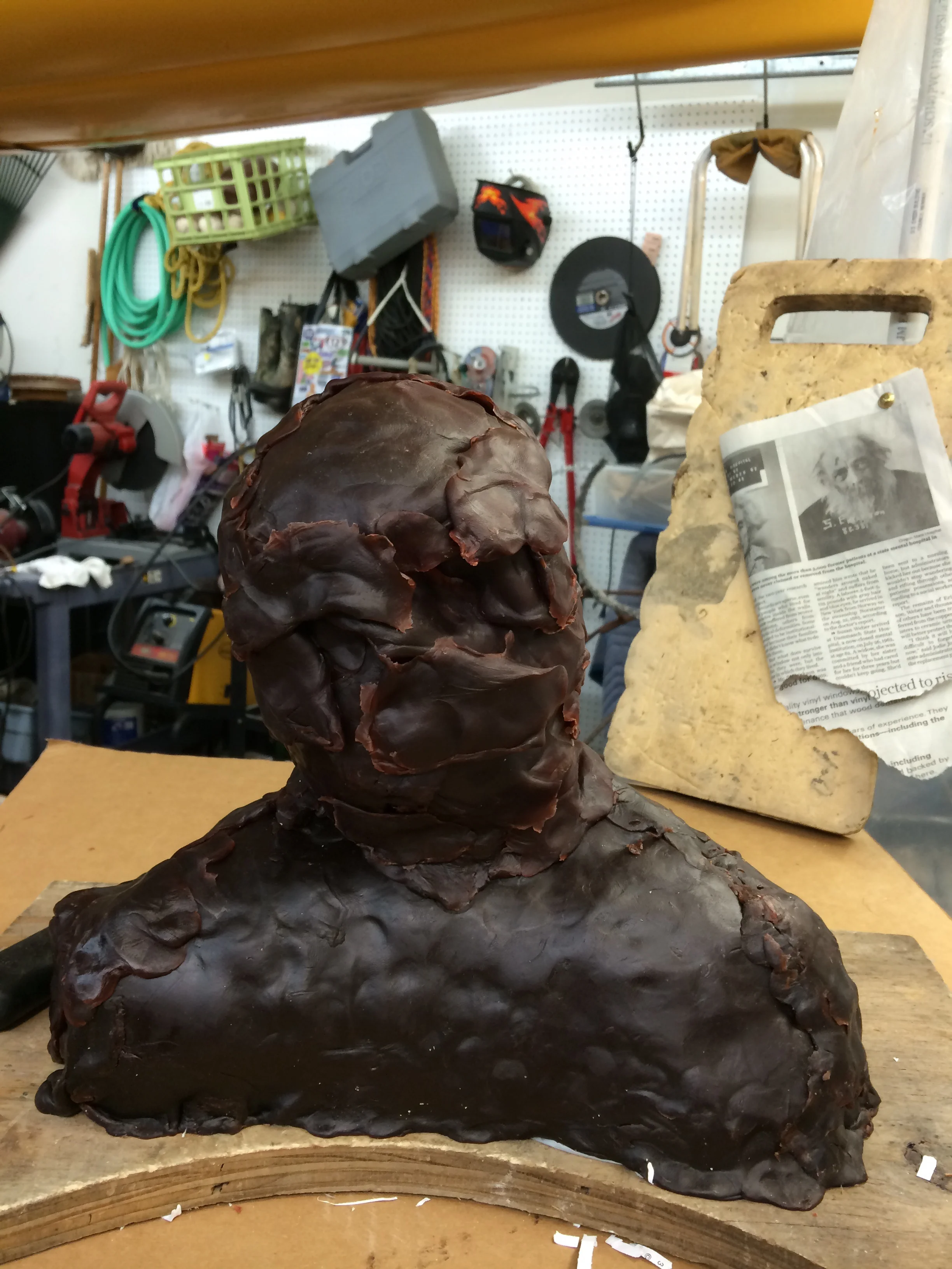 Building up the facial features.