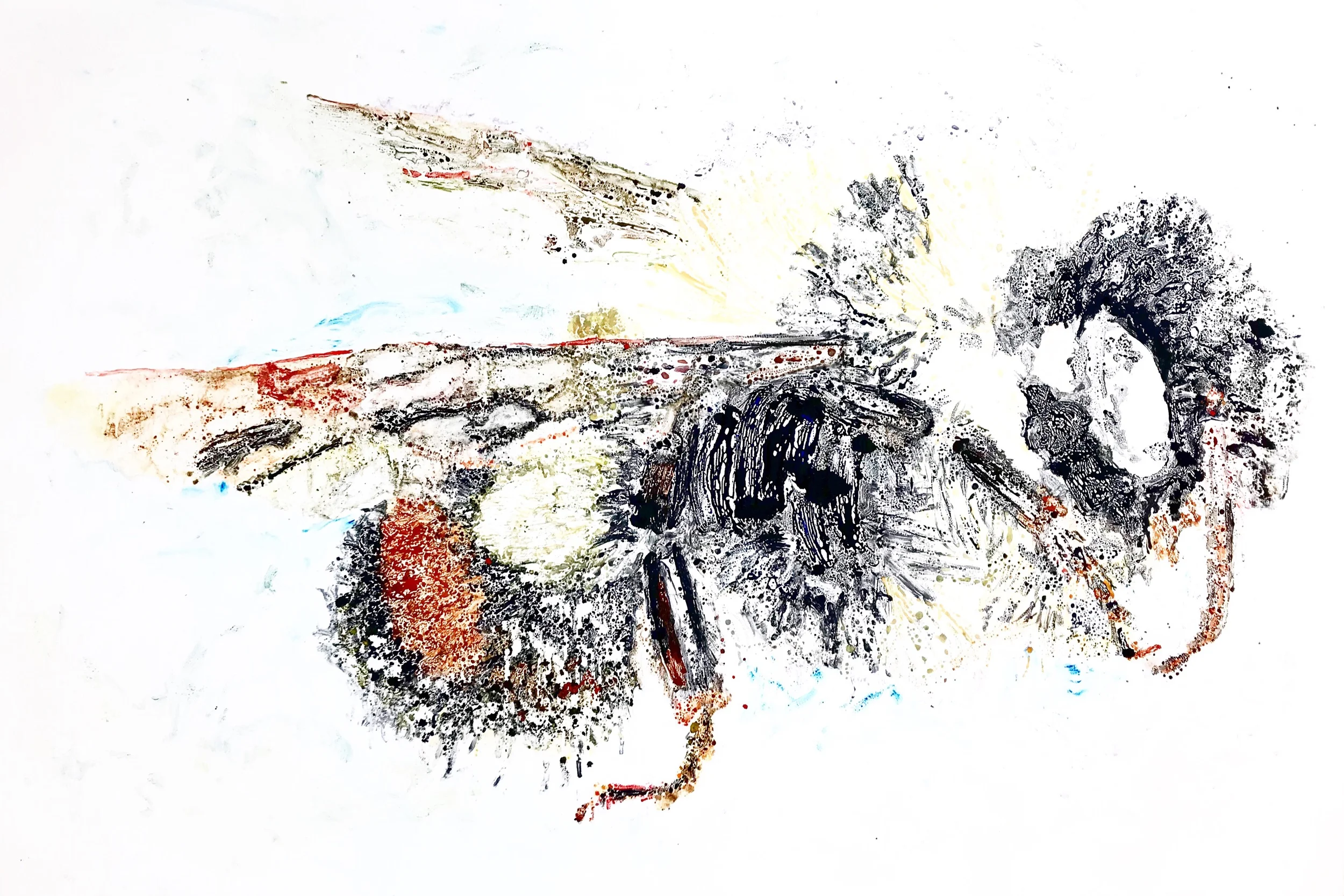 Bombus Affinis I 30” X 44” watercolor monotype