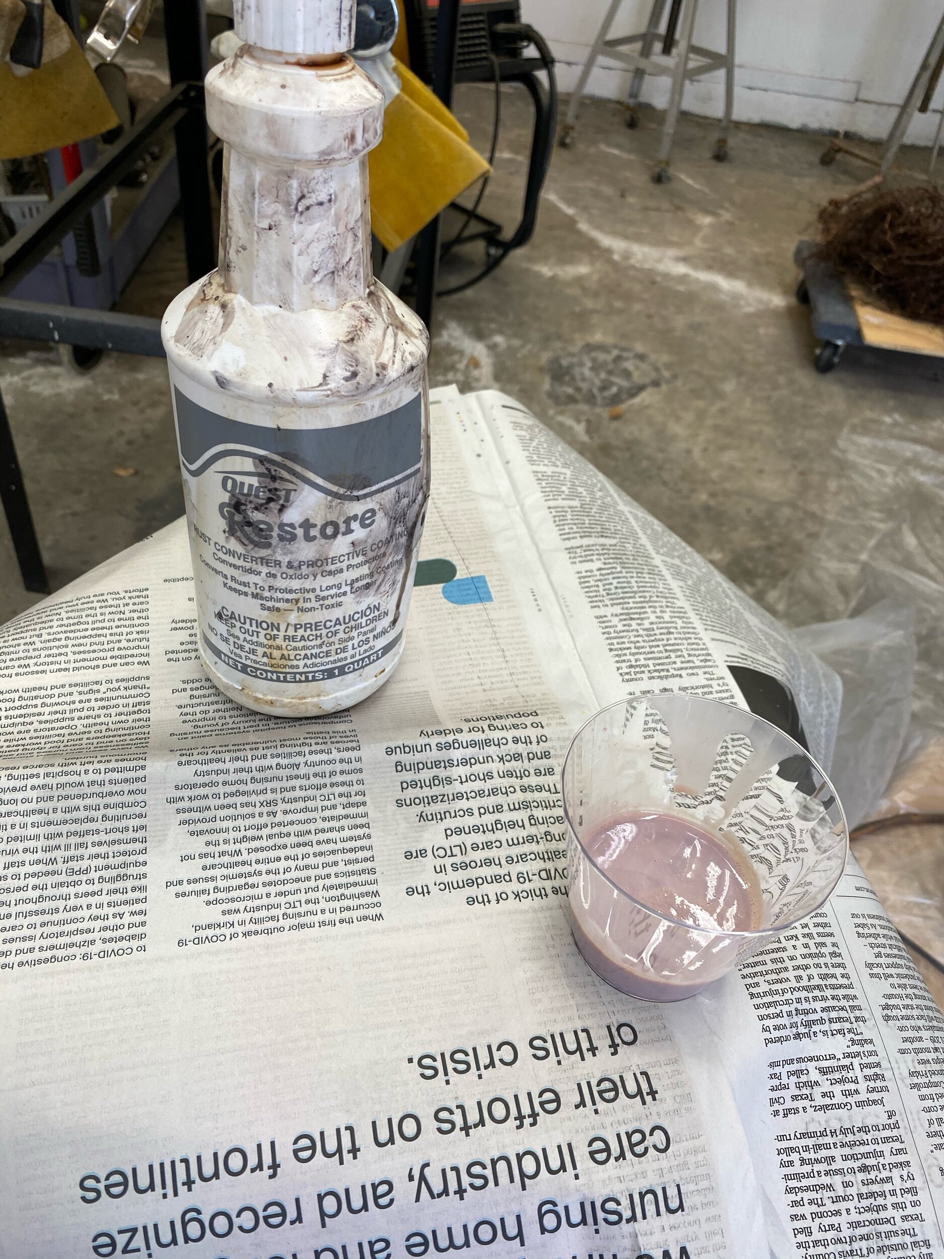 When you pour it is pink, it turns purple on the steel.