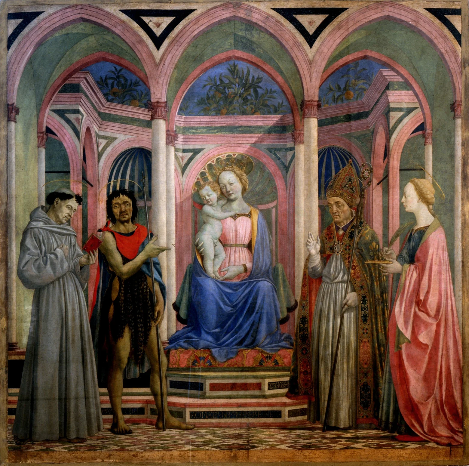 St. Lucy Altarpiece by Domenico Veneziano, tempera on panel 1445-7. Located at the Galerie Uffizi, Florence. 