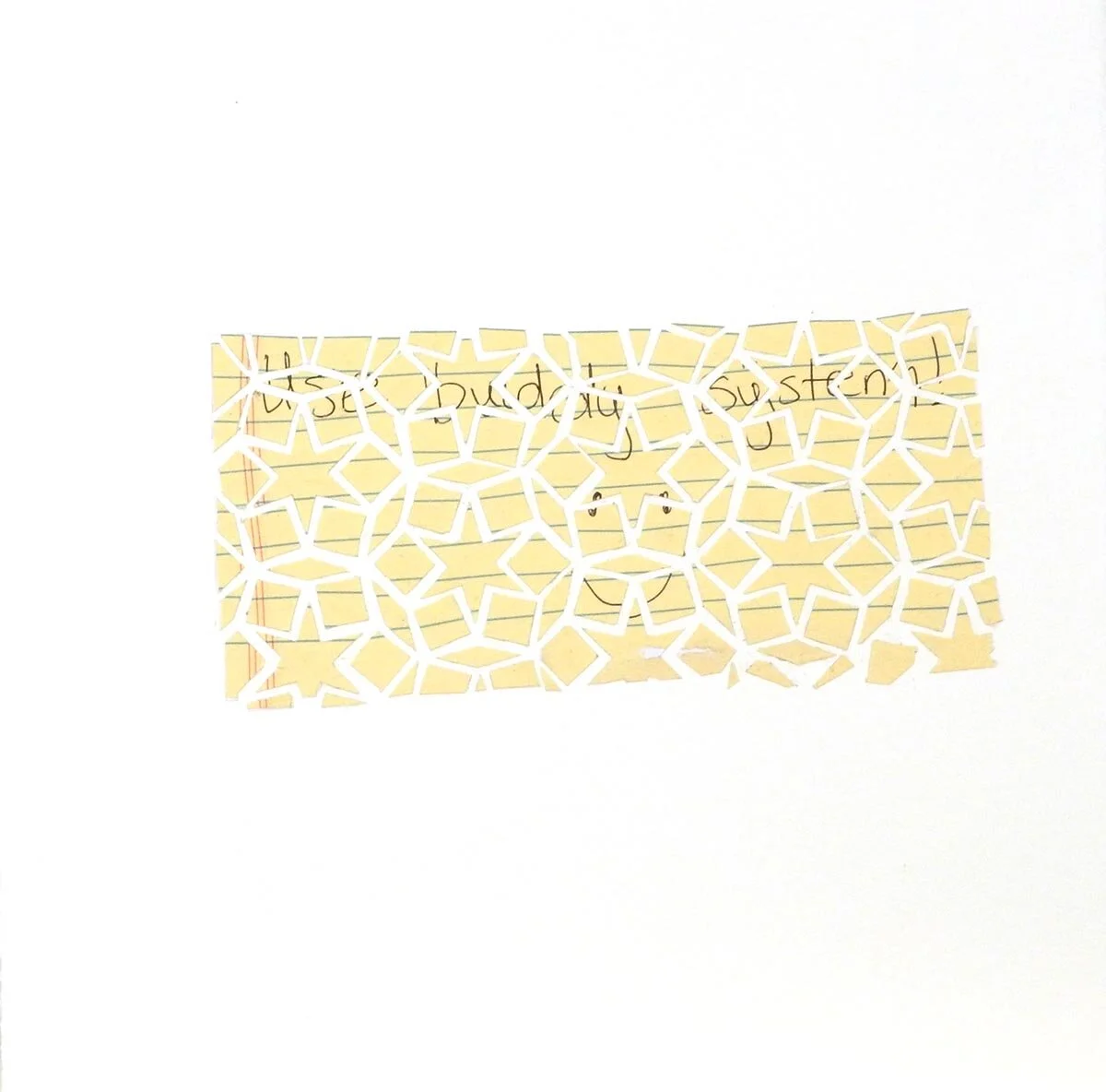 SanDoKai: Use Buddy System , Found handwriting, hand cut and re-assembled on Fabriano paper