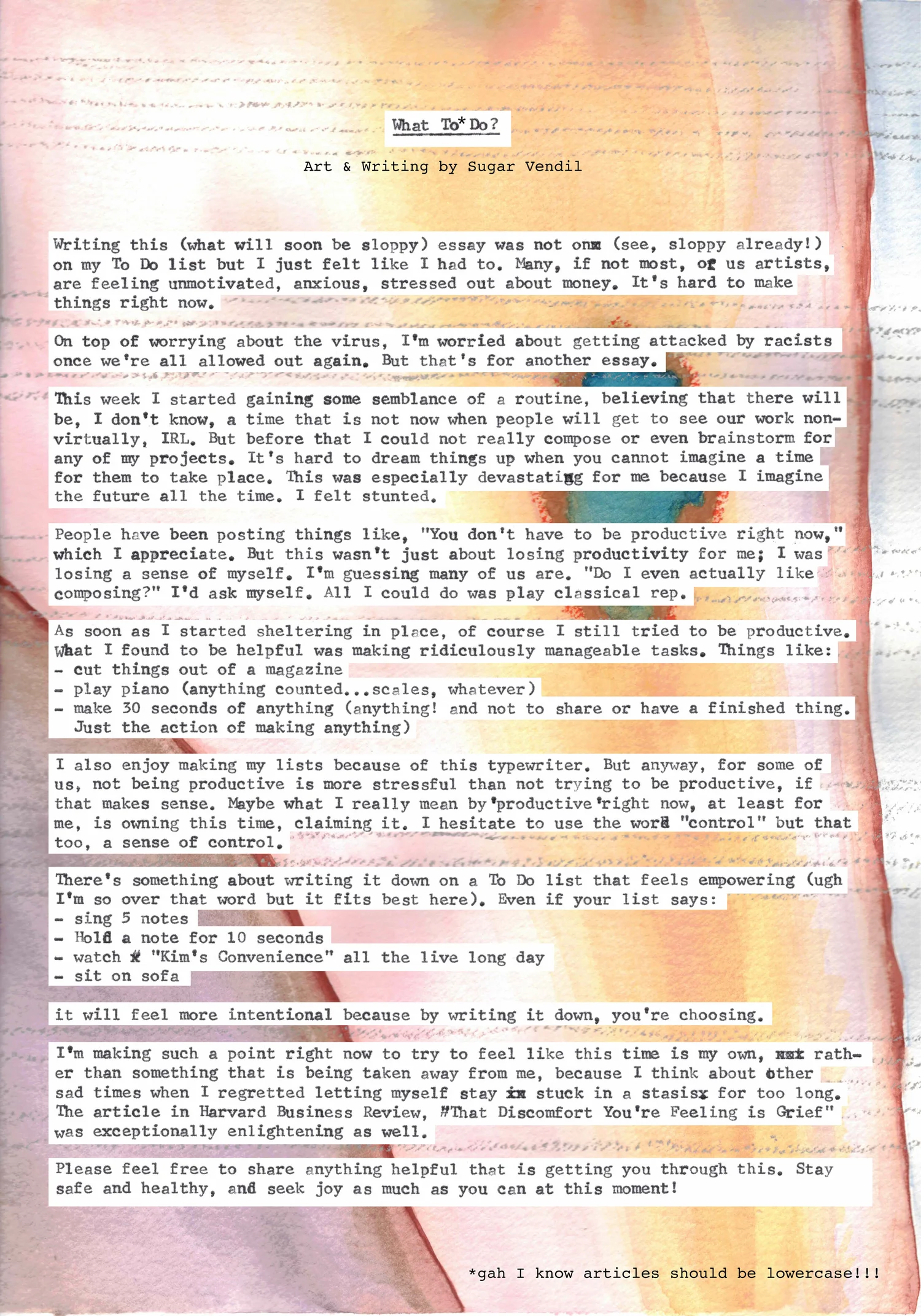 Artists During Covid 19 Blog Sugar Vendil