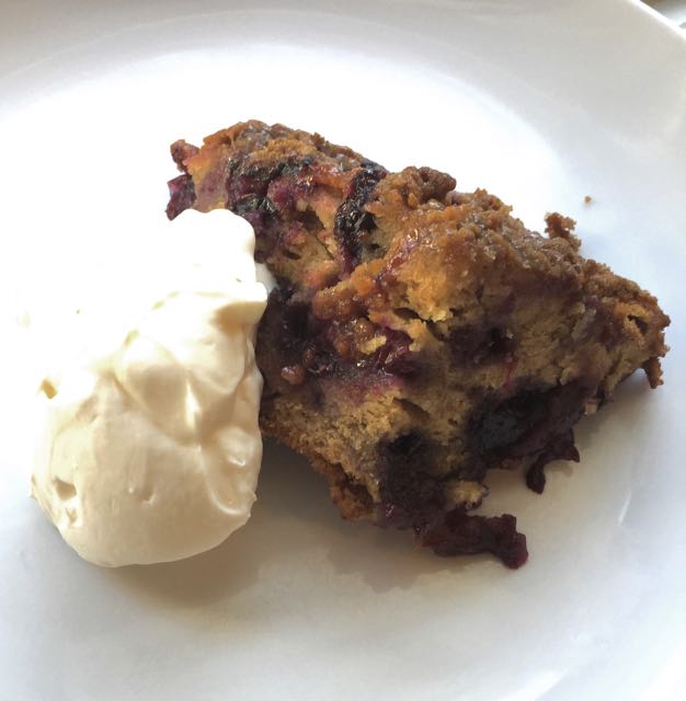 Eat with fresh blueberry buckle.