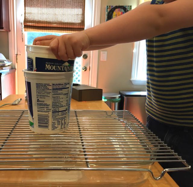 We pressed the cheese for a few hours (we didn't hold the press down with our hands for that time, just upon assembly).