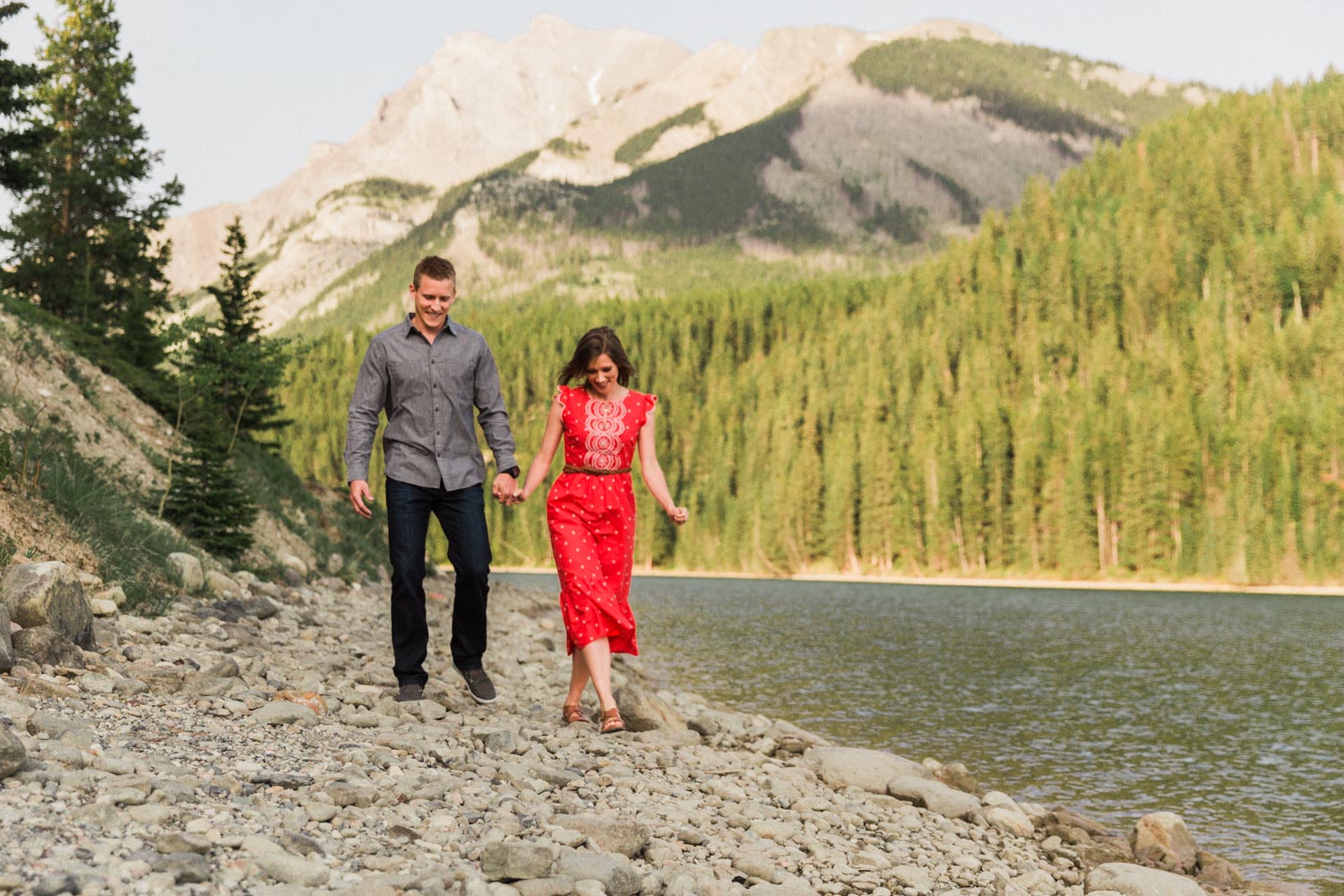 Vacation Anniversary Shoot in Banff, Canada.  Mountain Adventure Photos by Photographer Jennie Guenard