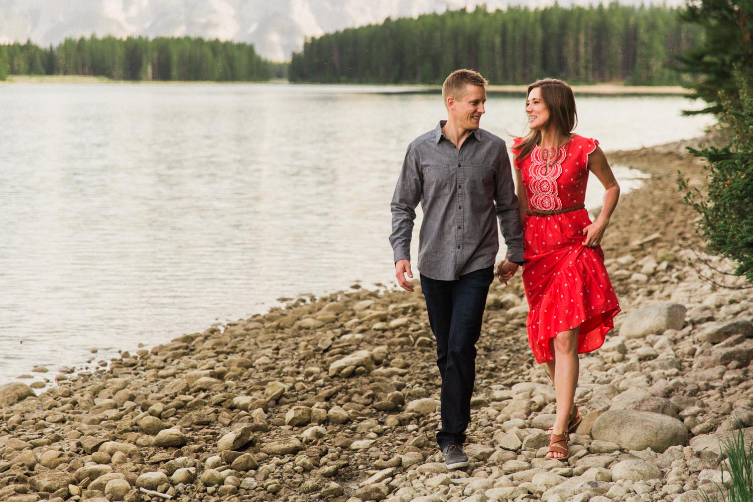 Vacation Anniversary Shoot in Banff, Canada.  Mountain Adventure Photos by Photographer Jennie Guenard