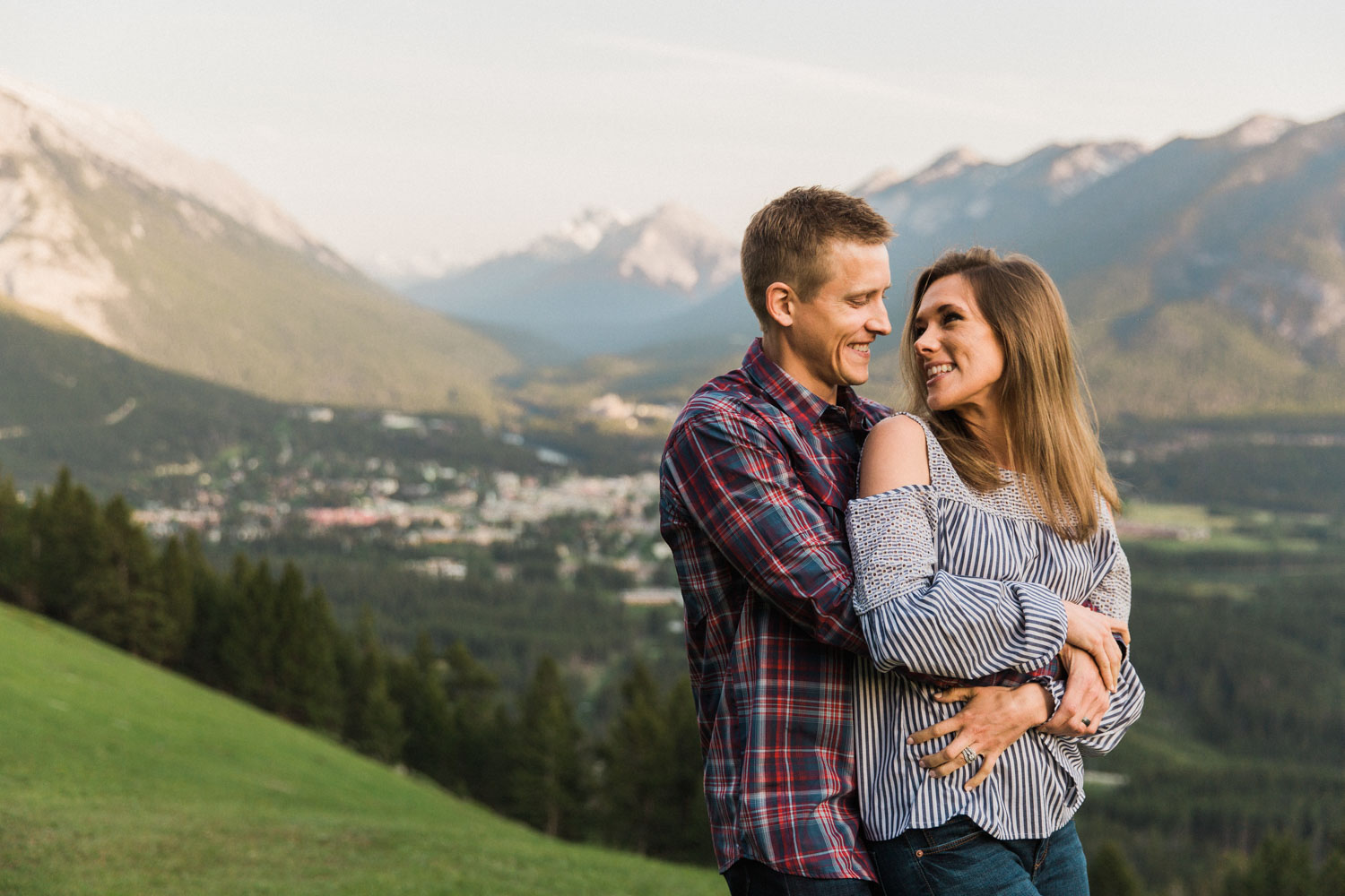 Vacation Anniversary Shoot in Banff, Canada.  Mountain Adventure Photos by Photographer Jennie Guenard