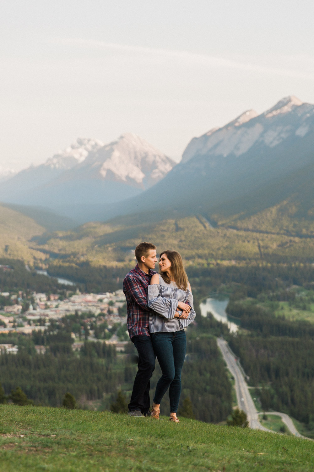 Vacation Anniversary Shoot in Banff, Canada.  Mountain Adventure Photos by Photographer Jennie Guenard