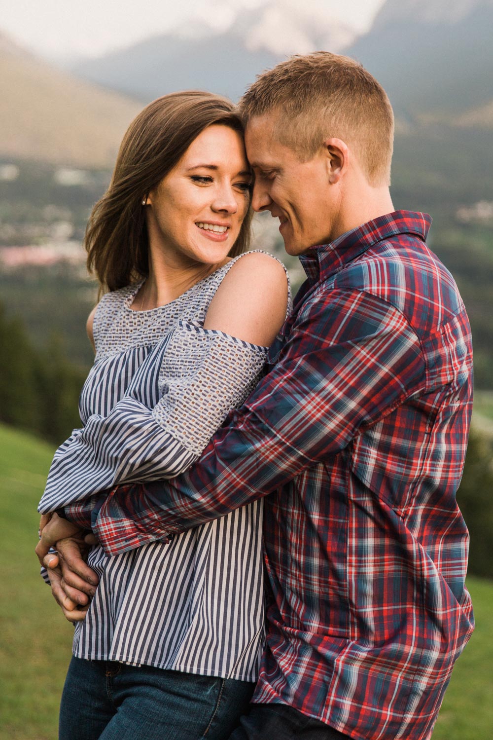 Vacation Anniversary Shoot in Banff, Canada.  Mountain Adventure Photos by Photographer Jennie Guenard