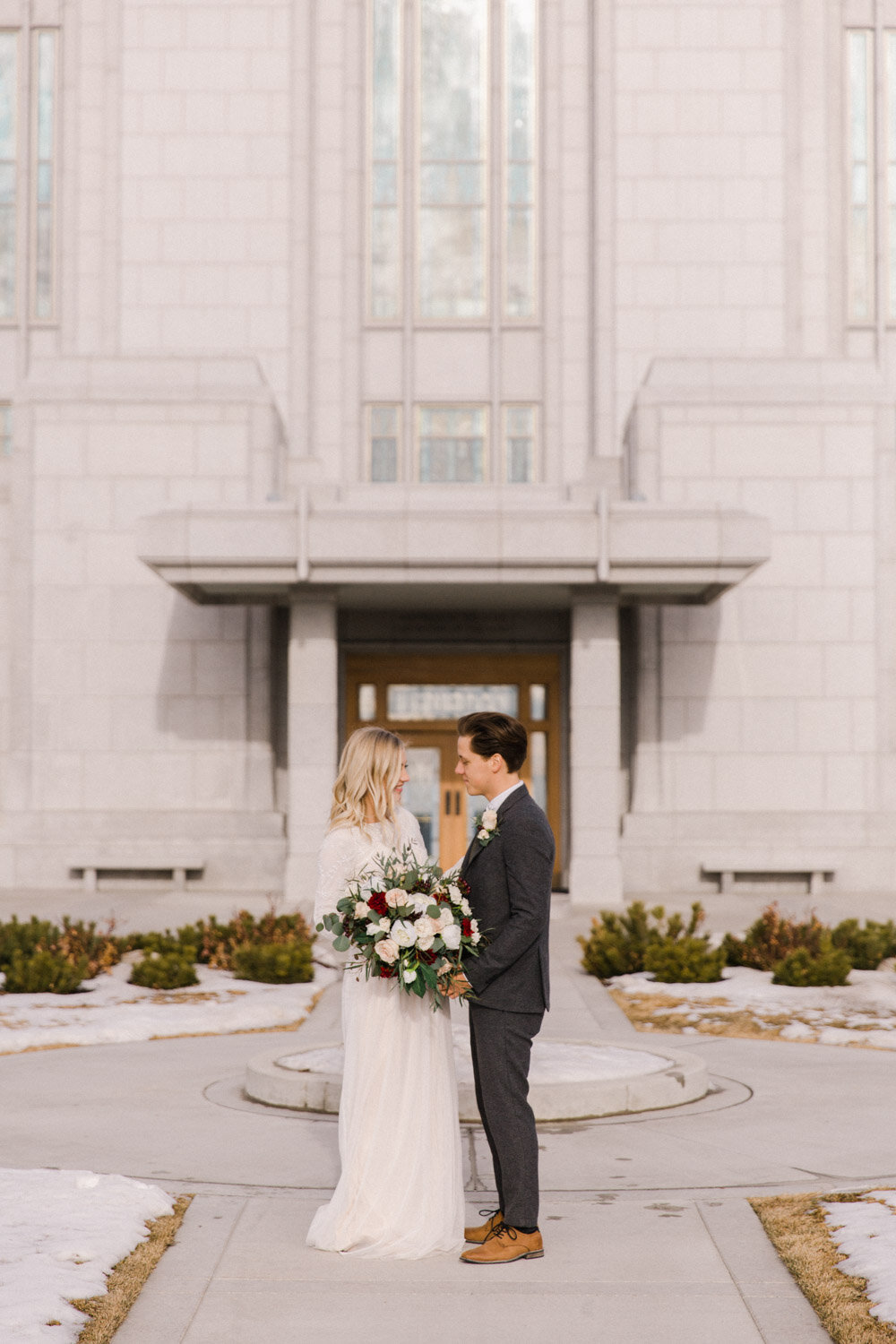 Priddis Alberta Winter Wedding burgundy cream silver inspiration Jennie Guenard Photography