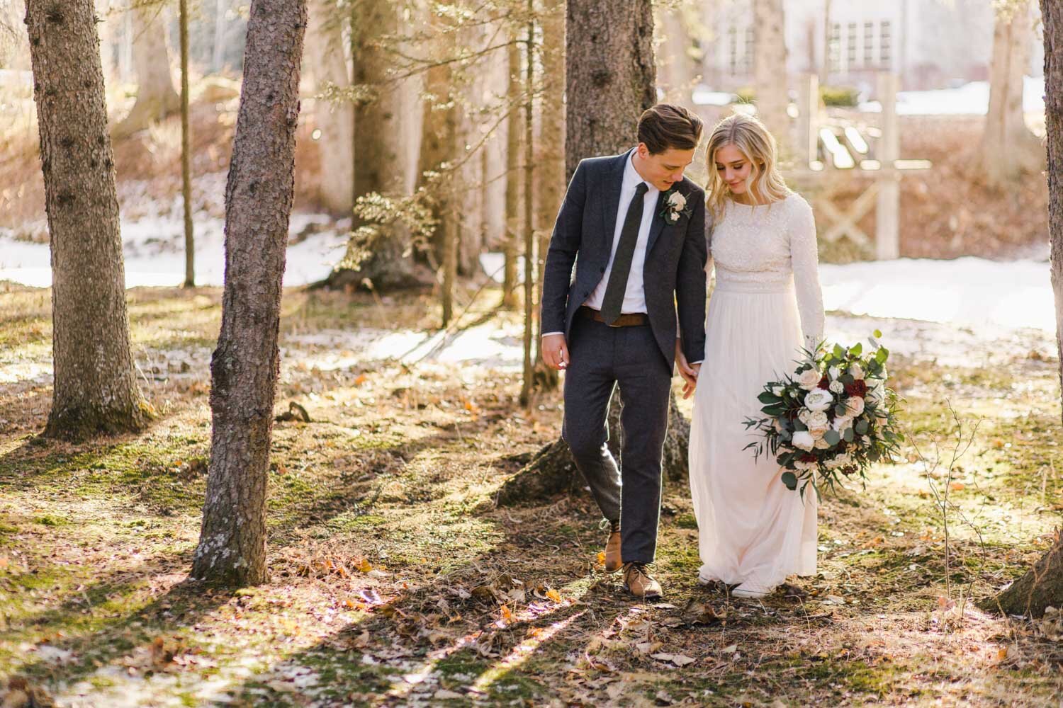 Priddis Alberta Winter Wedding burgundy cream silver inspiration Jennie Guenard Photography