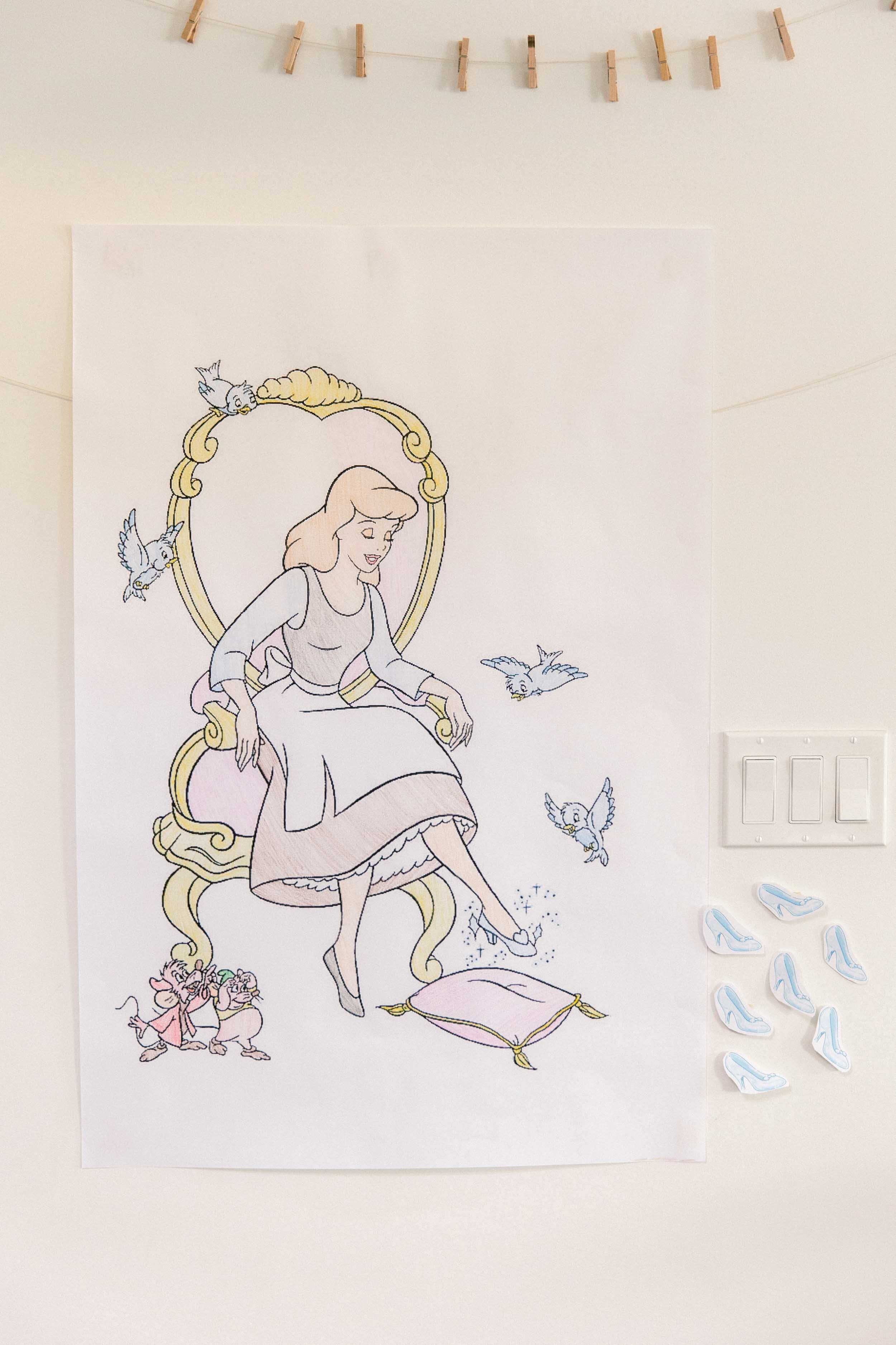 CINDERELLA INSPIRED COVID BIRTHDAY DECORATION IDEAS PARTY GAMES PIN THE SLIPPER ON CINDERELLA