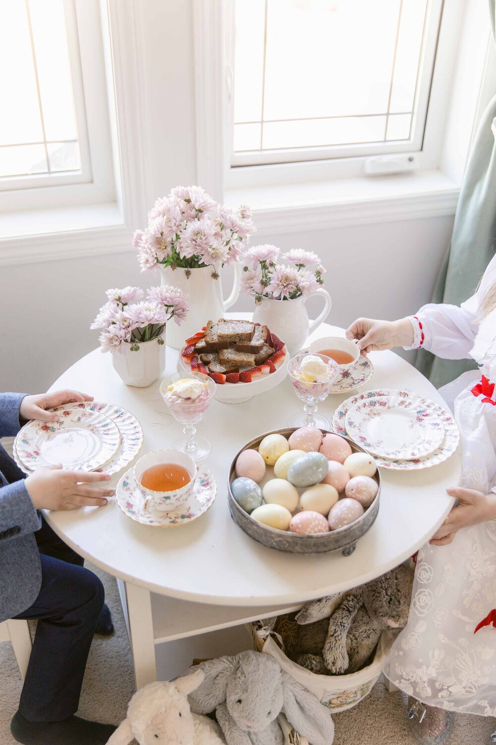 How to Connect with children, mother's connection, easter tea party, calgary motherhood photographer jennie guenard photography