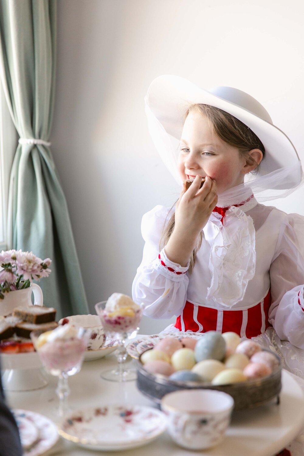 How to Connect with children, mother's connection, easter tea party, calgary motherhood photographer jennie guenard photography