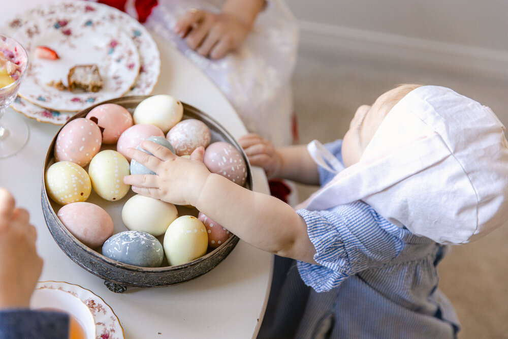 How to Connect with children, mother's connection, easter tea party, calgary motherhood photographer jennie guenard photography