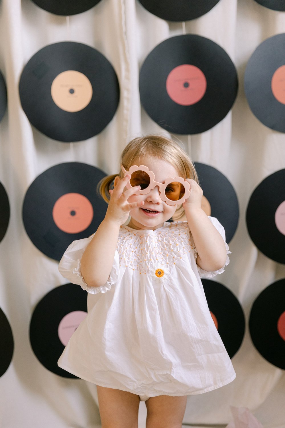 DIY Record Wall Tutorial "Two Groovy" Birthday Party Theme - Inspiration and Free Downloads Calgary Family Lifestyle Photographer Jennie Guenard Photography