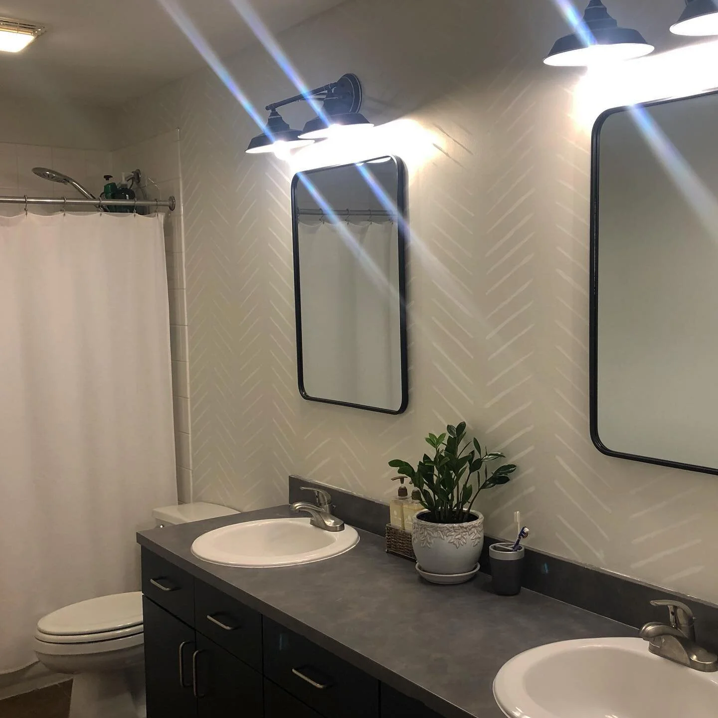 Well, our new counters aren&rsquo;t in yet. But the cabinet has been painted, lights and mirrors are updated and I&rsquo;m finished painting the wall.  Progress is slow but steady...