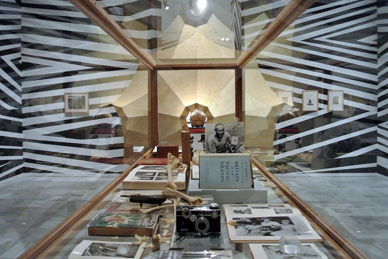 Wood, paper, glass, archival materials. Archival collections from the artist, including Anatomy of a body record: beyond Tasmania and 52 portraits , 2013; Museo Reina Sofia, Museo de América and Museo Nacional de Antropología. Installation view A Solid Memory of the Forgotten Plains of our Trash and Obsessions Part of Really Useful Knowledge exhibition, at Museo Reina Sofia, Madrid October 29, 2014 - February 9, 2015