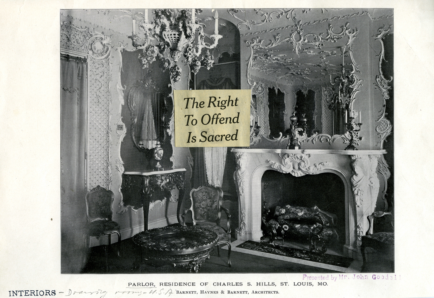 The Right To Offend Is Sacred, 2009 Collage: newspaper print and magazine 19.2x28cm