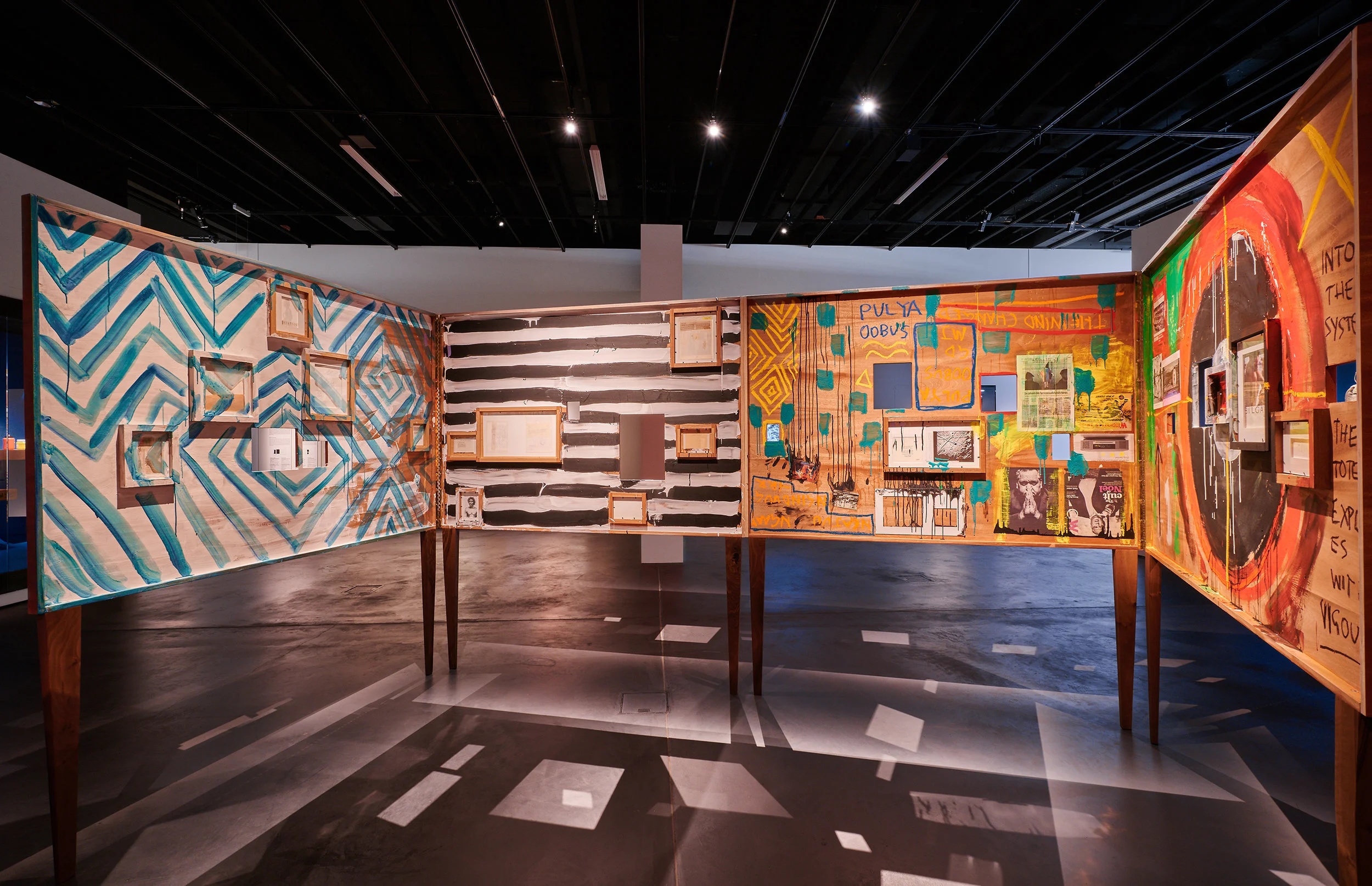 Mirror I-VII , 2017 Sapele timber, paint, block board, paper, perspex and glue. Closed : 2000 w x 2215 h x 100 depth mm; open: dimensions variable