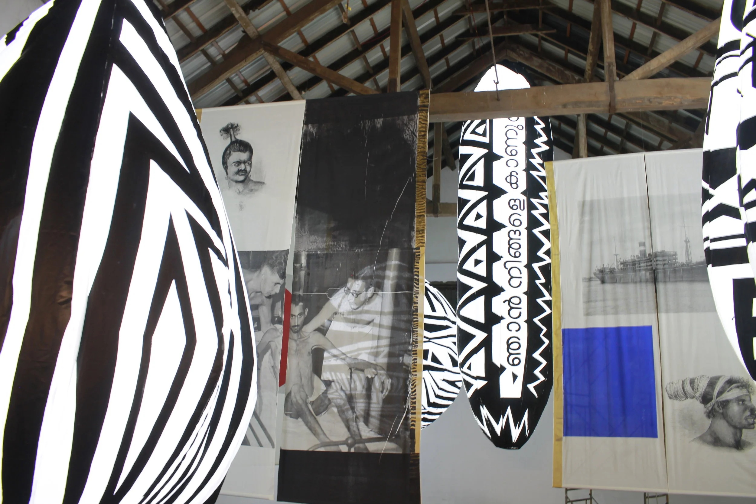   The Space Between , 2018  site-specific installation of two artworks  Seeing I-IV  (inflatable sculptures) &amp;  Inconsequential I-VI  (screen-printed textile).  Dimensions variable  Cotton, polyester, paint, fan blower and metal. 