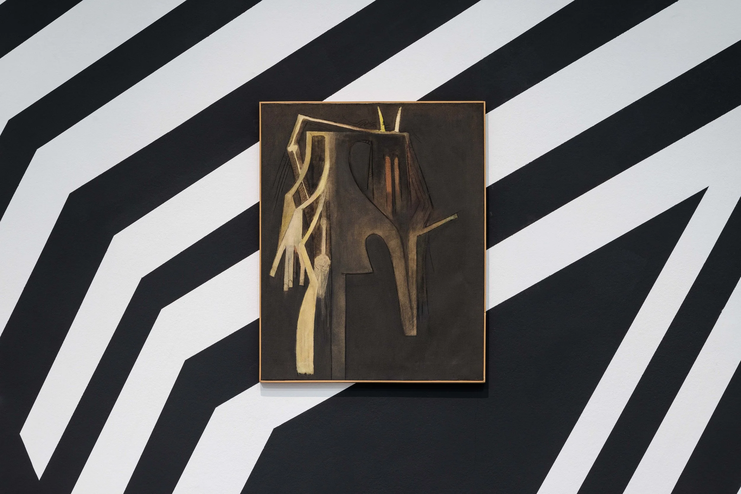  Ausstellungsansicht No Feeling Is Final. The Skopje Solidarity Collection: Brook Andrew,  mulunma wiling mangi gudhi (inside the lip of a stolen song)  [In der Lippe eines gestohlenen Liedes] (Detail), 2023, Kunsthalle Wien 2023, Foto: www.kunst-dok