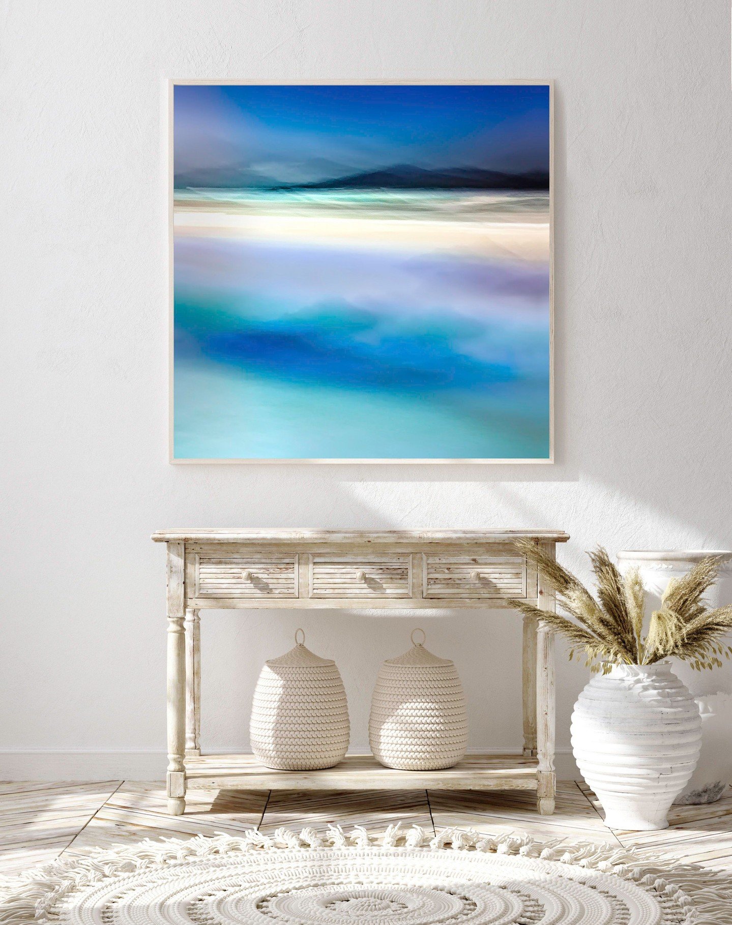 'Hebridean Silk' my long exposure ICM photograph of the vibrant colours of the water around the Isle of Harris. This is the large 36 x 36 inches size but it is available in sizes up to 60 x 60 inches.