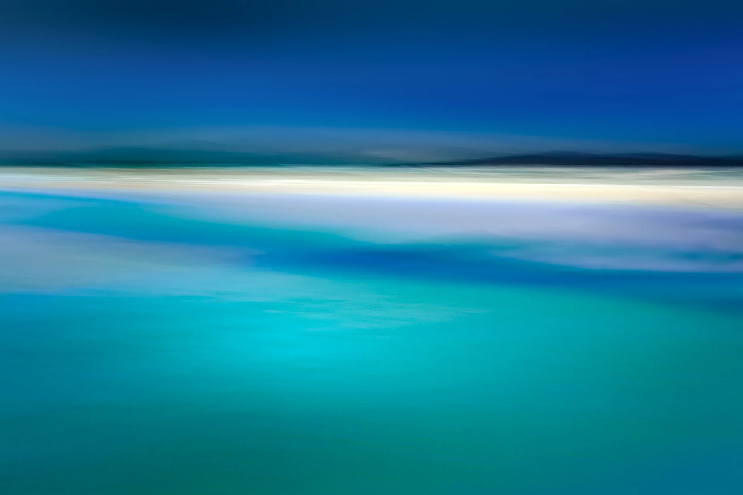 Teal Tides - Atmospheric coastal abstracts in luminous teal, turquoise, and sea-glass tones inspired by the shifting waters of the Hebrides. Designed to bring calm movement and contemporary elegance to refined interiors.