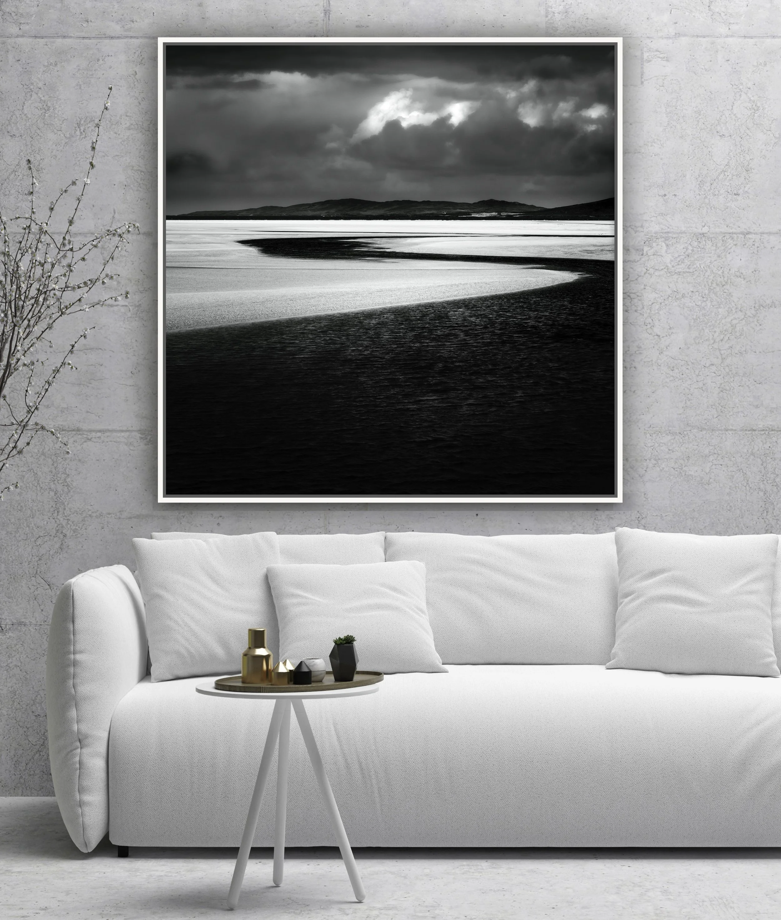 79FLOAT FRAME 1 White Sofa RoomRhapsody at Seilebost - black and white photograph-2.jpg