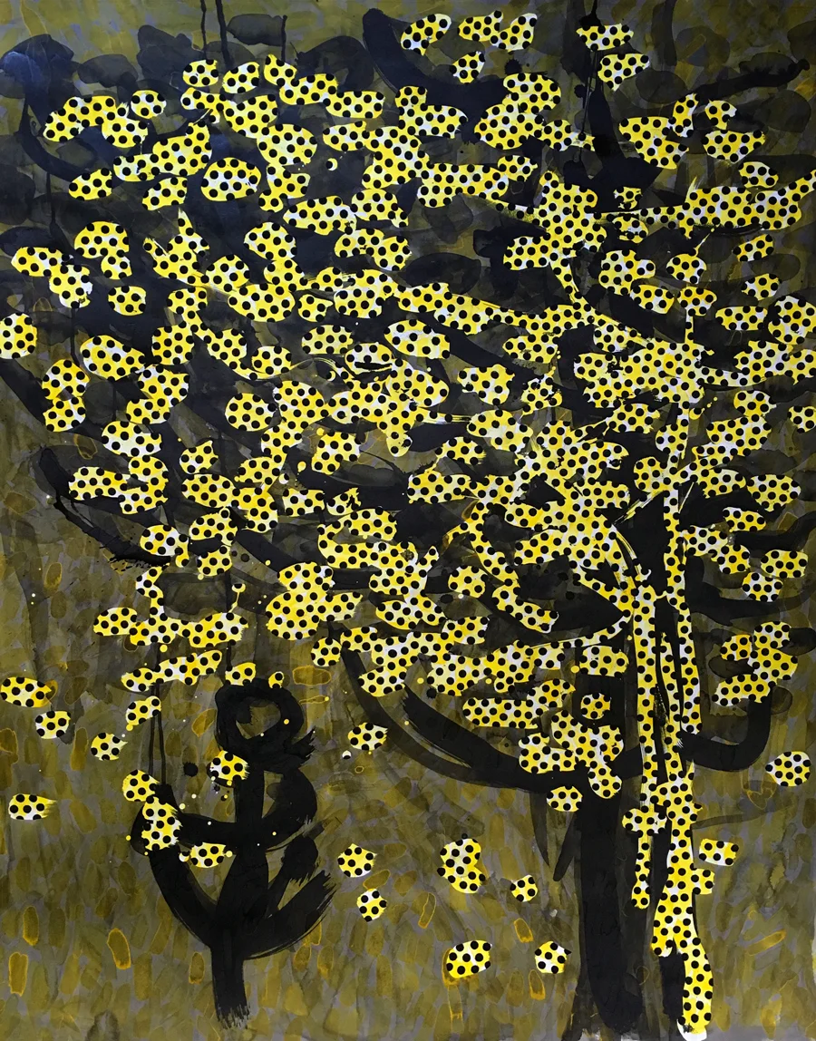 Bee Blossom / Ink and charcoal on paper / 160cm x 110cm / 2017