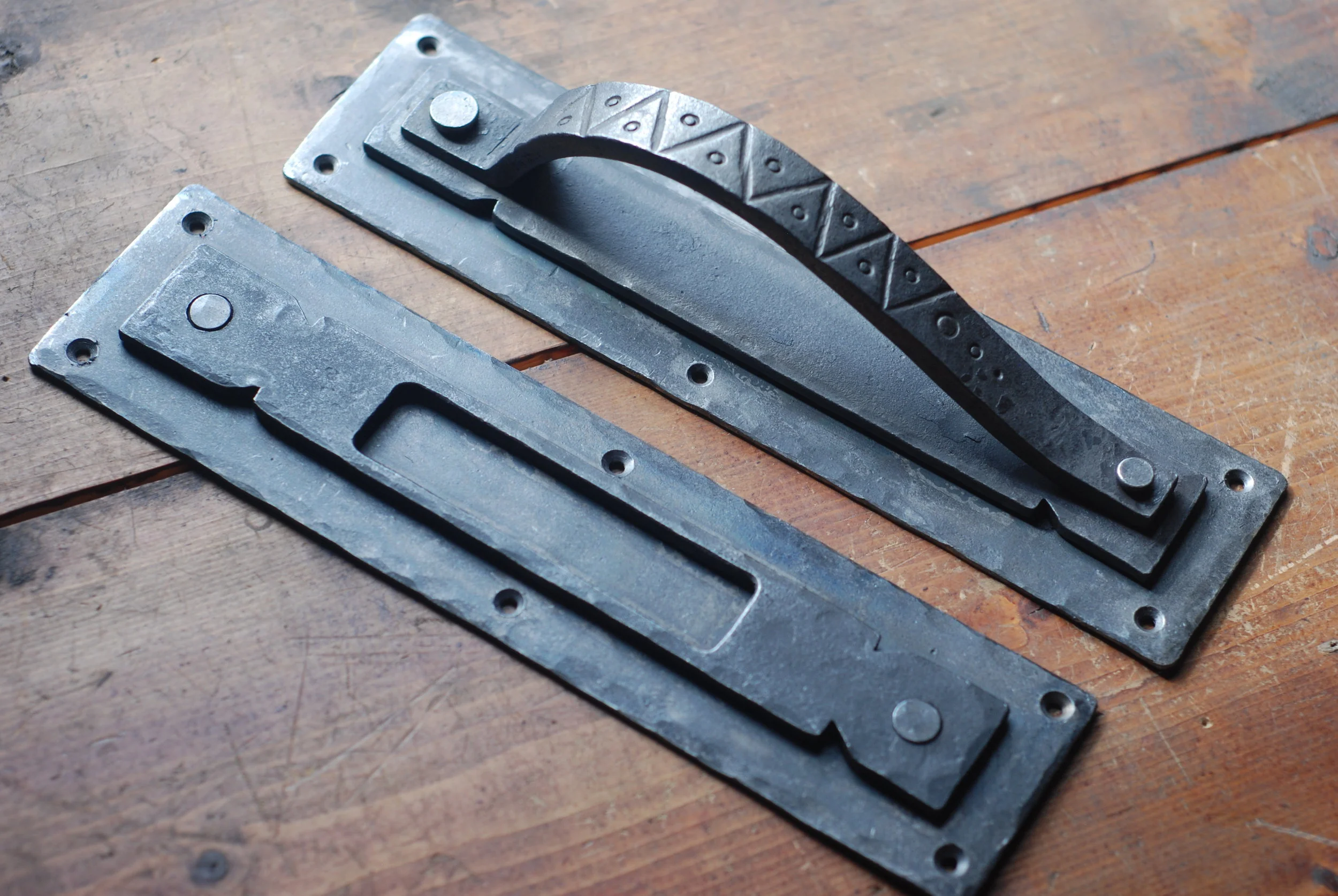 Custom Steel Barn Door Handles, Hand Forged, Hand Made